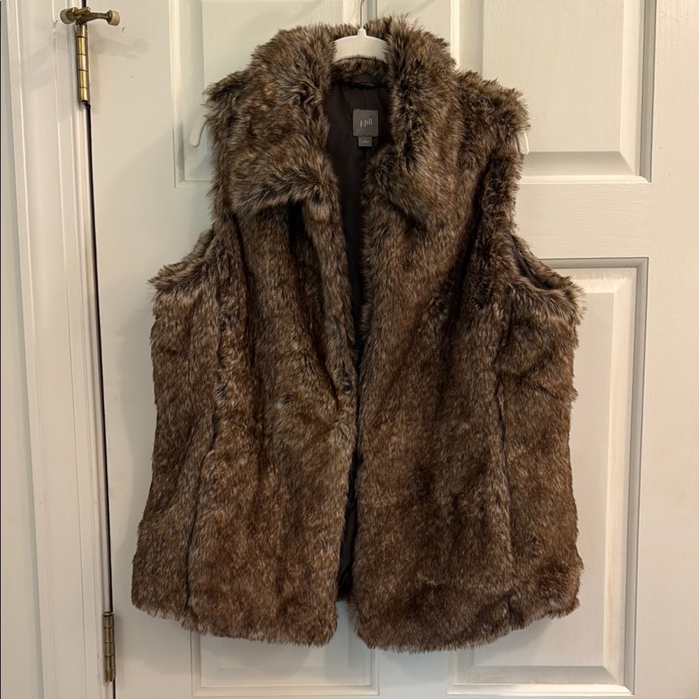 J. Jill Plush Brown Faux Fur Vest